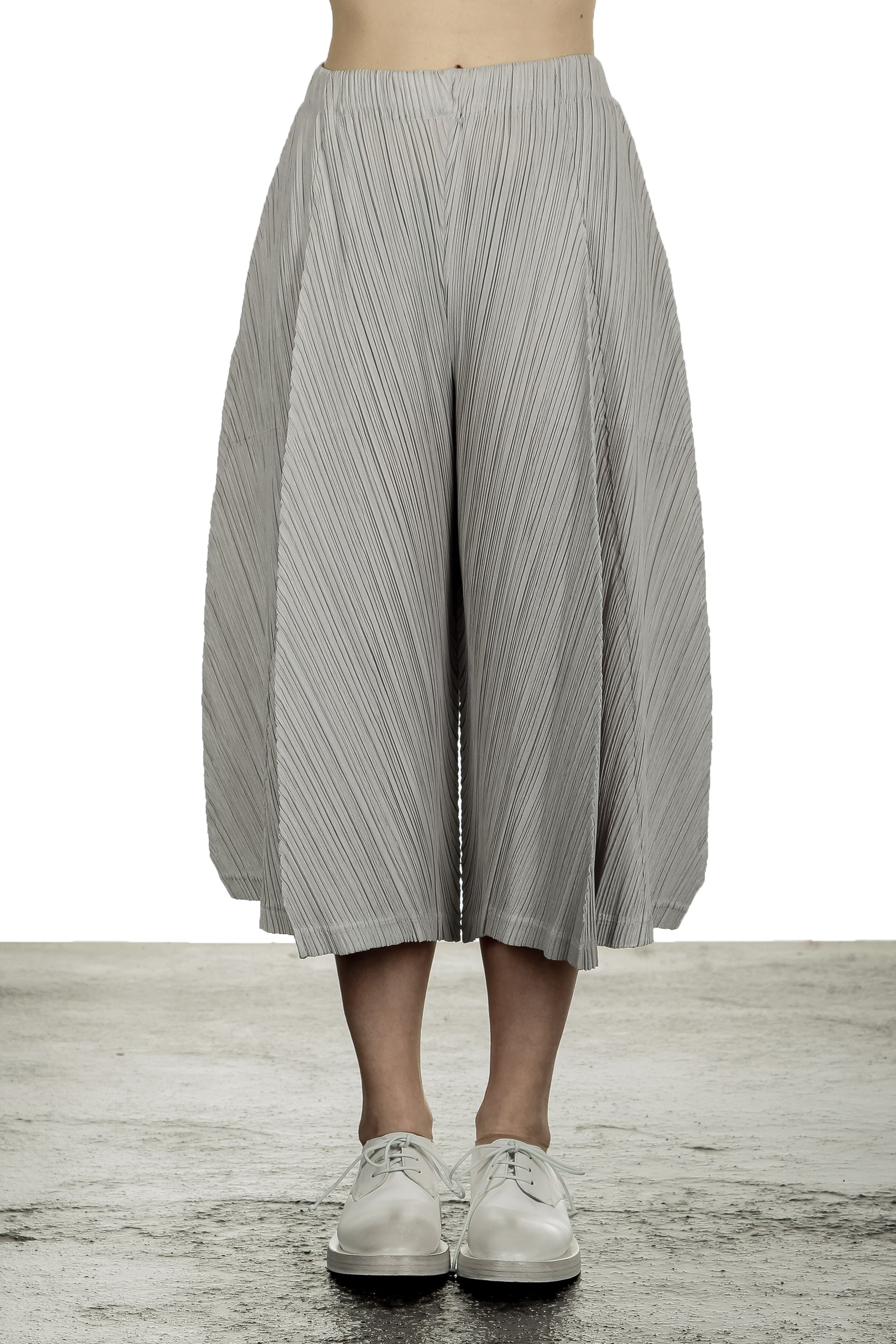 Pleats Please Issey Miyake Damen  Plissee Weite 7/8 Taillenhose grau