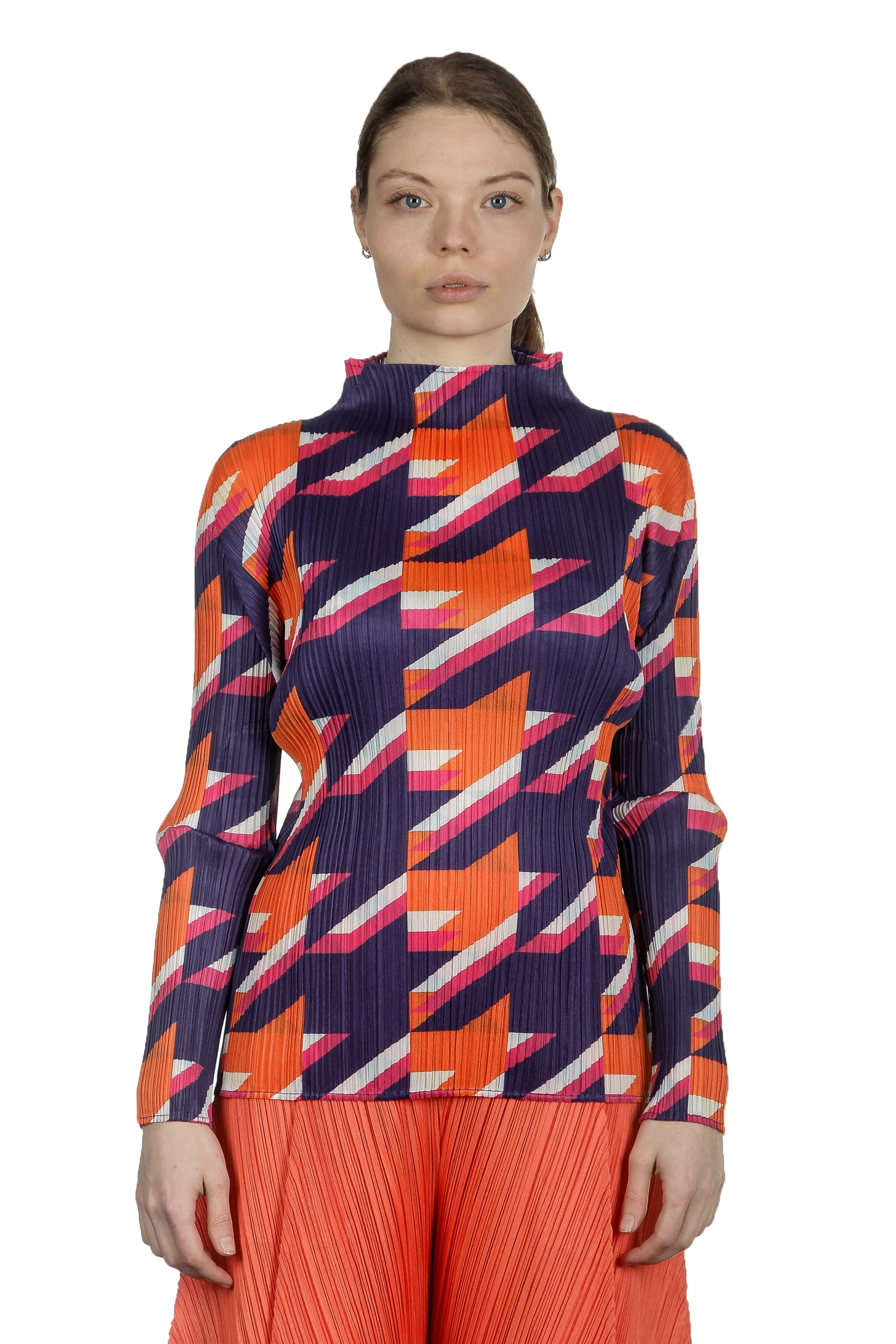 Pleats Please Issey Miyake Plissee Longsleeve Shirt mit Print