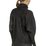Pleats Please Issey Miyake Damen Plissiertes Langarmshirt  mit Rollkragen schwarz