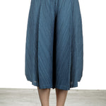 Pleats Please Issey Miyake Damen  Plissee Weite 7/8 Taillenhose blau