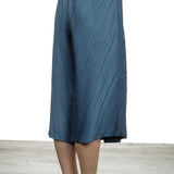Pleats Please Issey Miyake Damen  Plissee Weite 7/8 Taillenhose blau