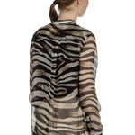 813 Ottotredici Damen Transparente Bluse mit Print aus Seide mehrfarbig