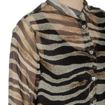 813 Ottotredici Damen Transparente Bluse mit Print aus Seide mehrfarbig