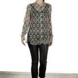 813 Ottotredici Damen Transparente Bluse mit Print aus Seide mehrfarbig