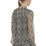 813 Ottotredici Damen Transparente Bluse mit Print aus Seide mehrfarbig