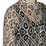 813 Ottotredici Damen Transparente Bluse mit Print aus Seide mehrfarbig