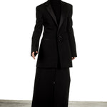 Paco Rabanne Damen Oversized Blazer mit Verzierter Brosche schwarz