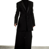Paco Rabanne Damen Oversized Blazer mit Verzierter Brosche schwarz