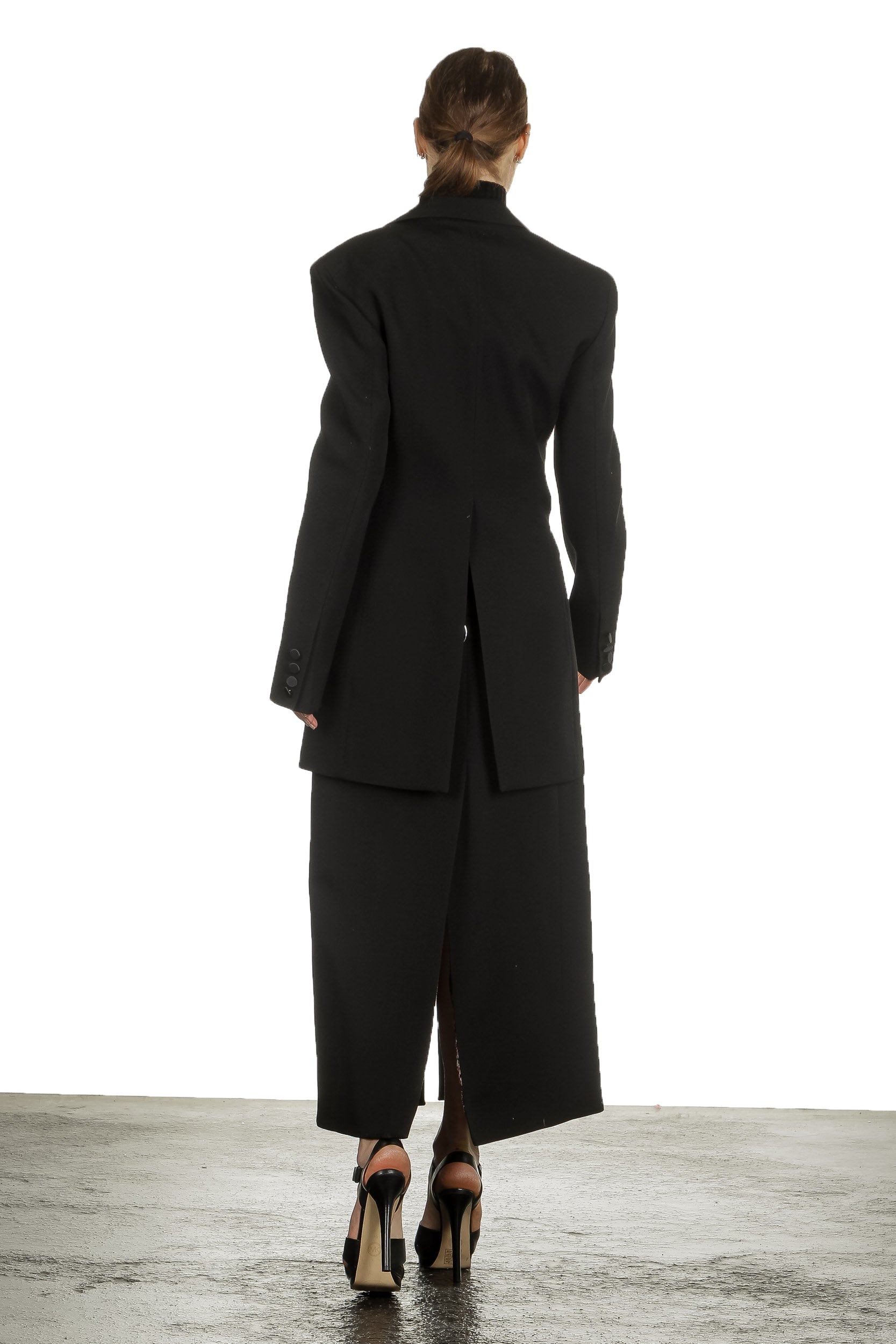 Paco Rabanne Damen Oversized Blazer mit Verzierter Brosche schwarz