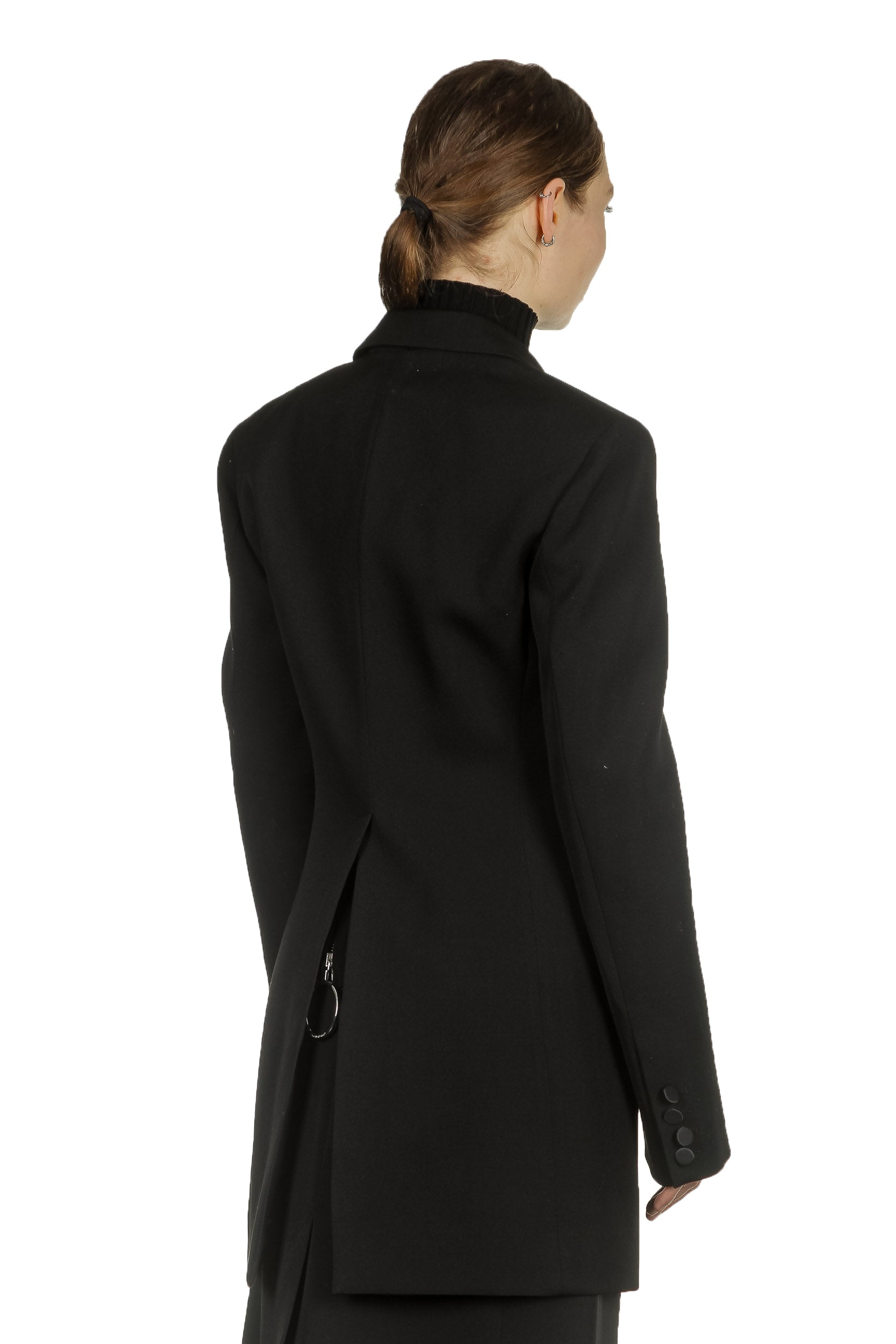 Paco Rabanne Damen Oversized Blazer mit Verzierter Brosche schwarz