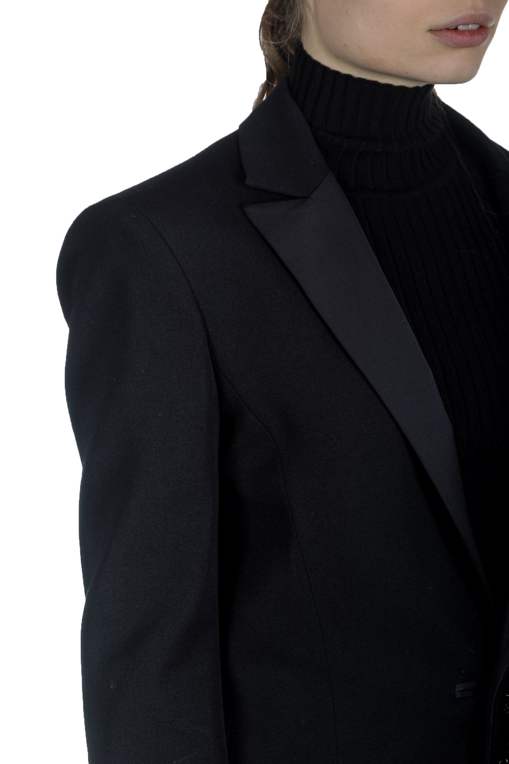 Paco Rabanne Damen Oversized Blazer mit Verzierter Brosche schwarz