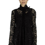 Paco Rabanne Damen Bluse mit Spitzendetails schwarz