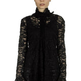 Paco Rabanne Damen Bluse mit Spitzendetails schwarz