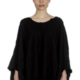 Rundholz Damen Cropped Strickpullover in Ballonform schwarz