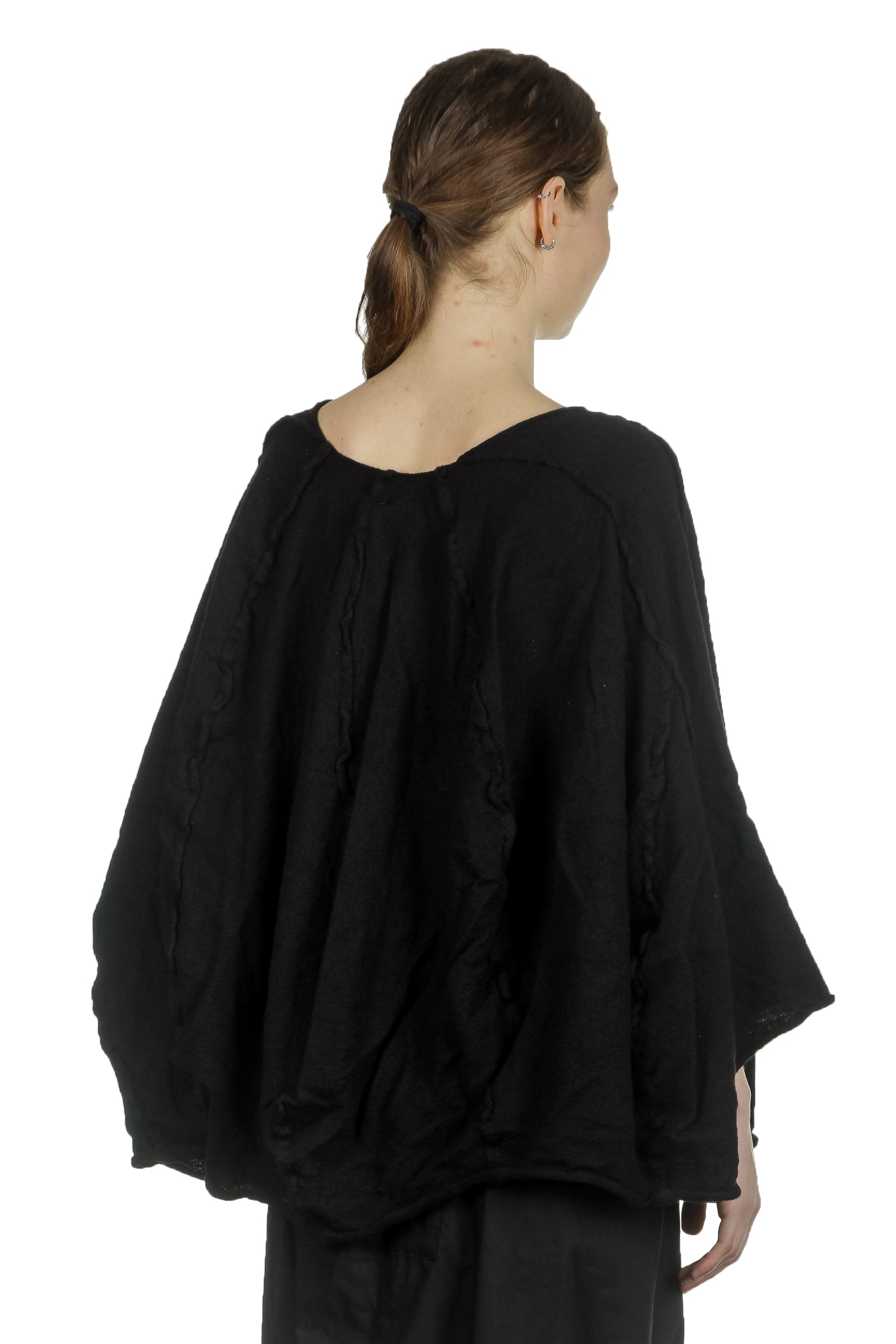 Rundholz Damen Cropped Strickpullover in Ballonform schwarz