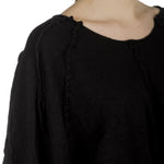 Rundholz Damen Cropped Strickpullover in Ballonform schwarz