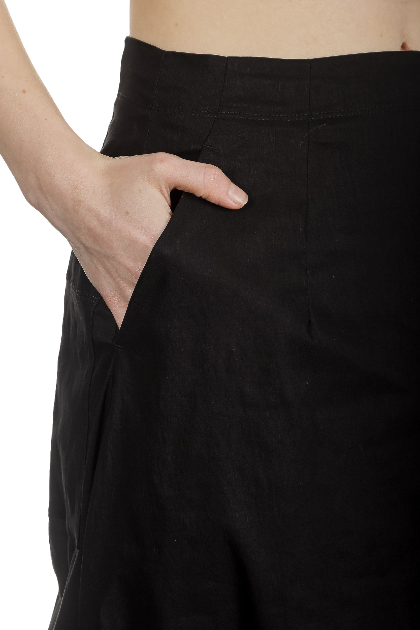 Rundholz Damen Sarouel Hose mit hohem Bund schwarz