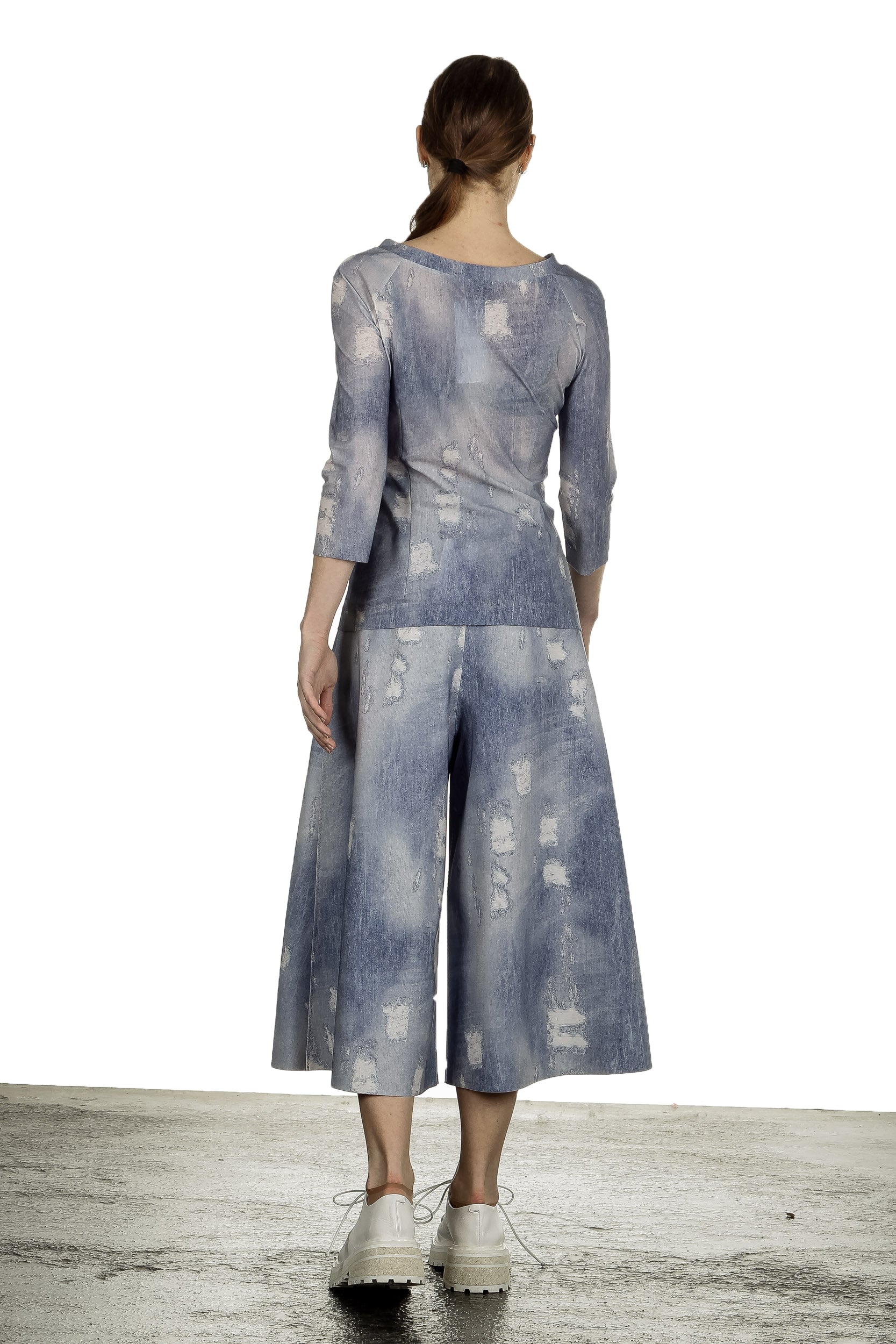 Schella Kann 2 Damen Culotte Hose in Jeans-Print mehrfarbig