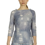 Schella Kann 2 Damen Langarmshirt mit Jeans-Print mehrfarbig