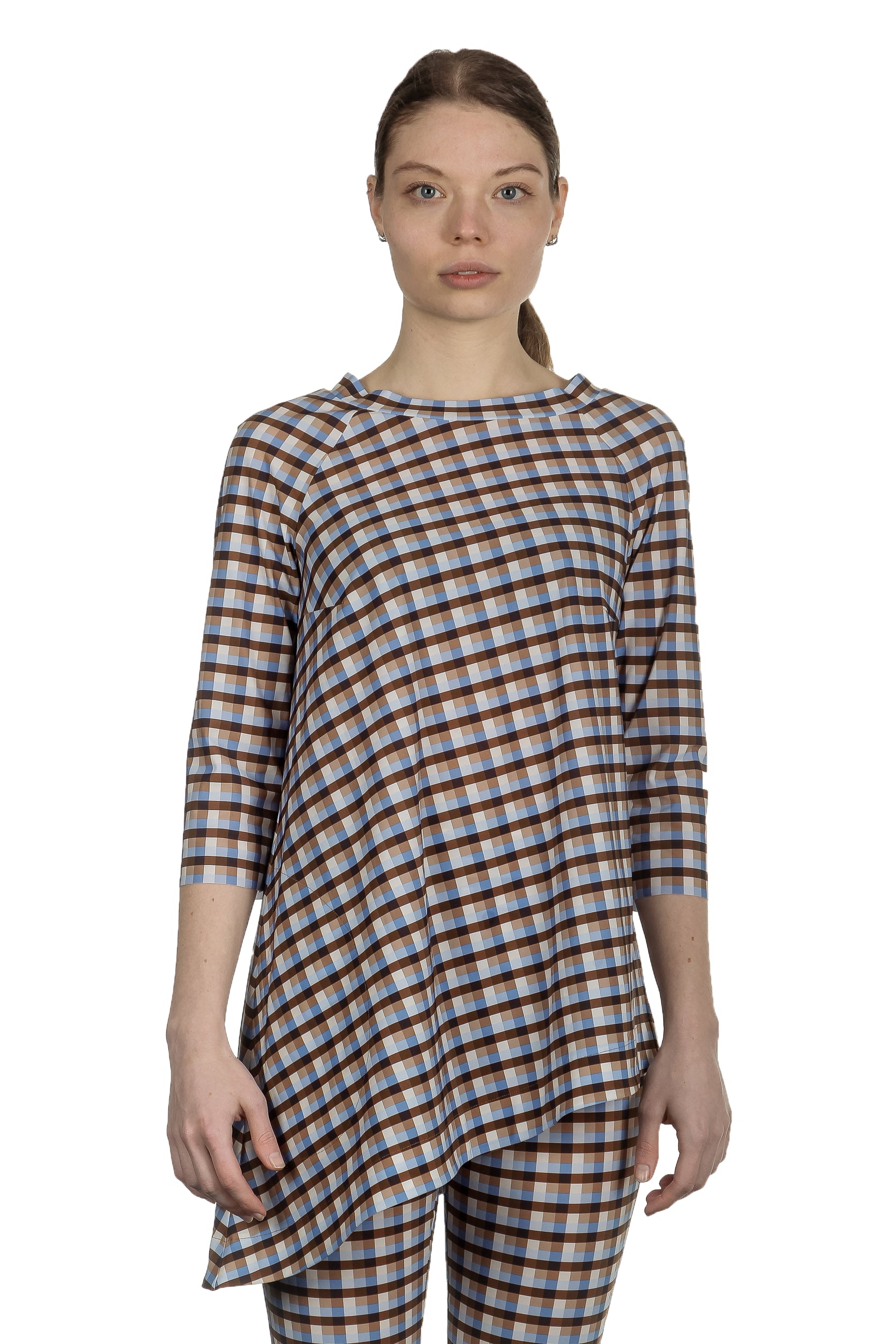 Schella Kann 2 Damen Asymmetrisches Langarmshirt mit Print mehrfarbig