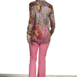 813 Ottotredici Damen Transparente Bluse mit Paisley-Print aus Seide mehrfarbig