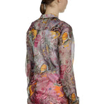 813 Ottotredici Damen Transparente Bluse mit Paisley-Print aus Seide mehrfarbig