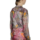 813 Ottotredici Damen Transparente Bluse mit Paisley-Print aus Seide mehrfarbig