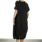 Rundholz Damen Kurzarmkleid mit Blumen-Print schwarz
