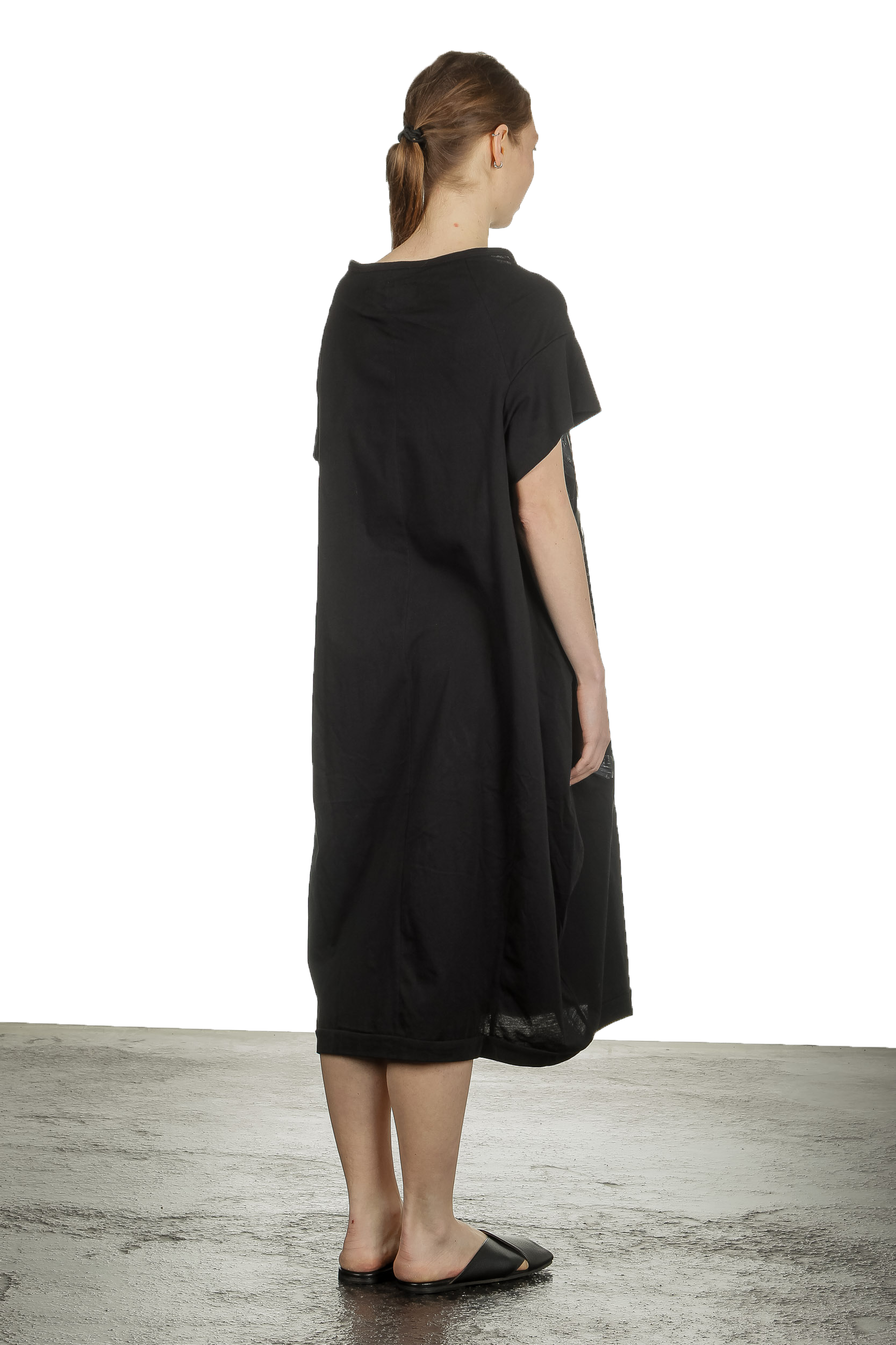 Rundholz Damen Kurzarmkleid mit Blumen-Print schwarz