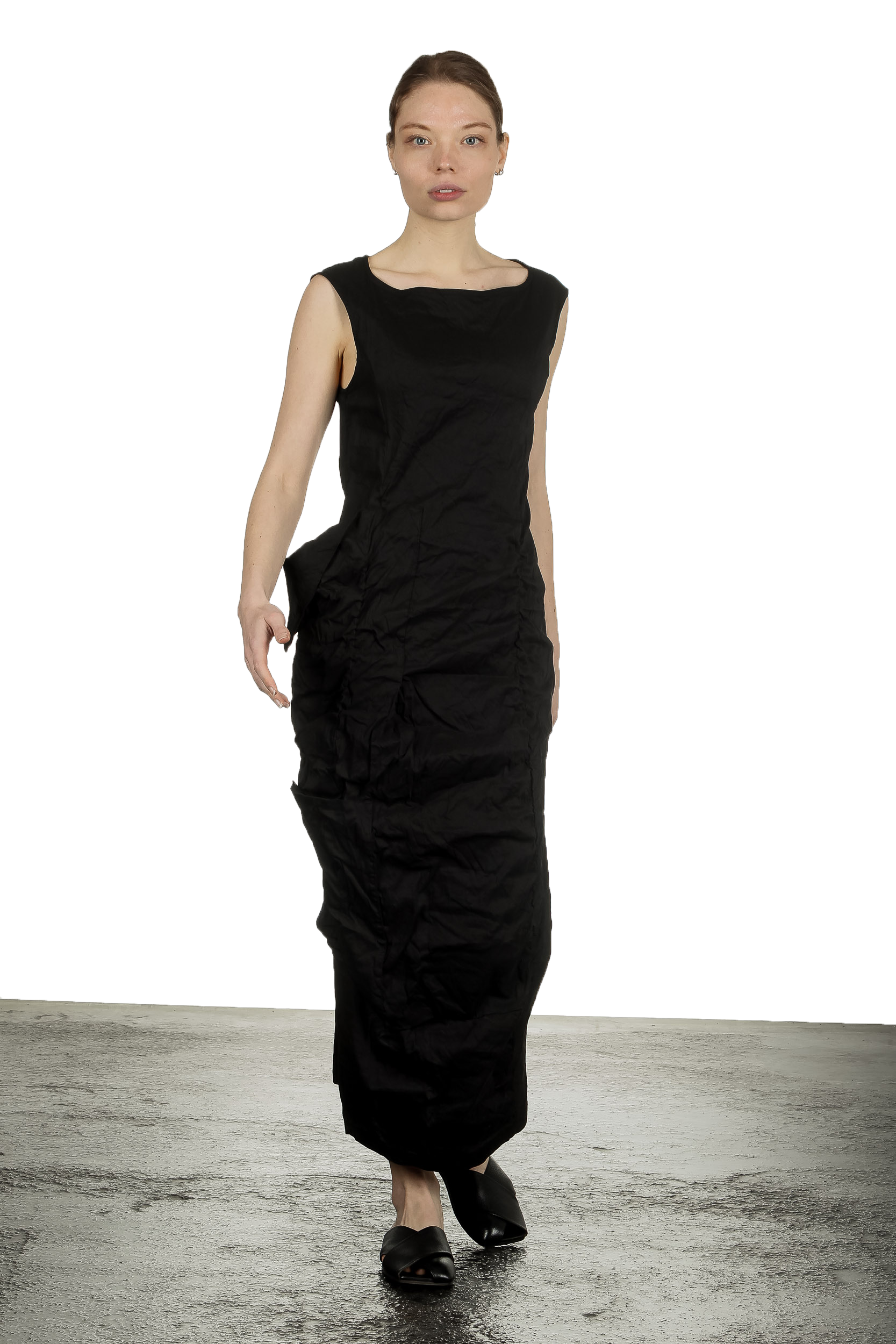 Rundholz Damen Kleid in Midi-Länge schwarz