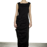 Rundholz Damen Kleid in Midi-Länge schwarz