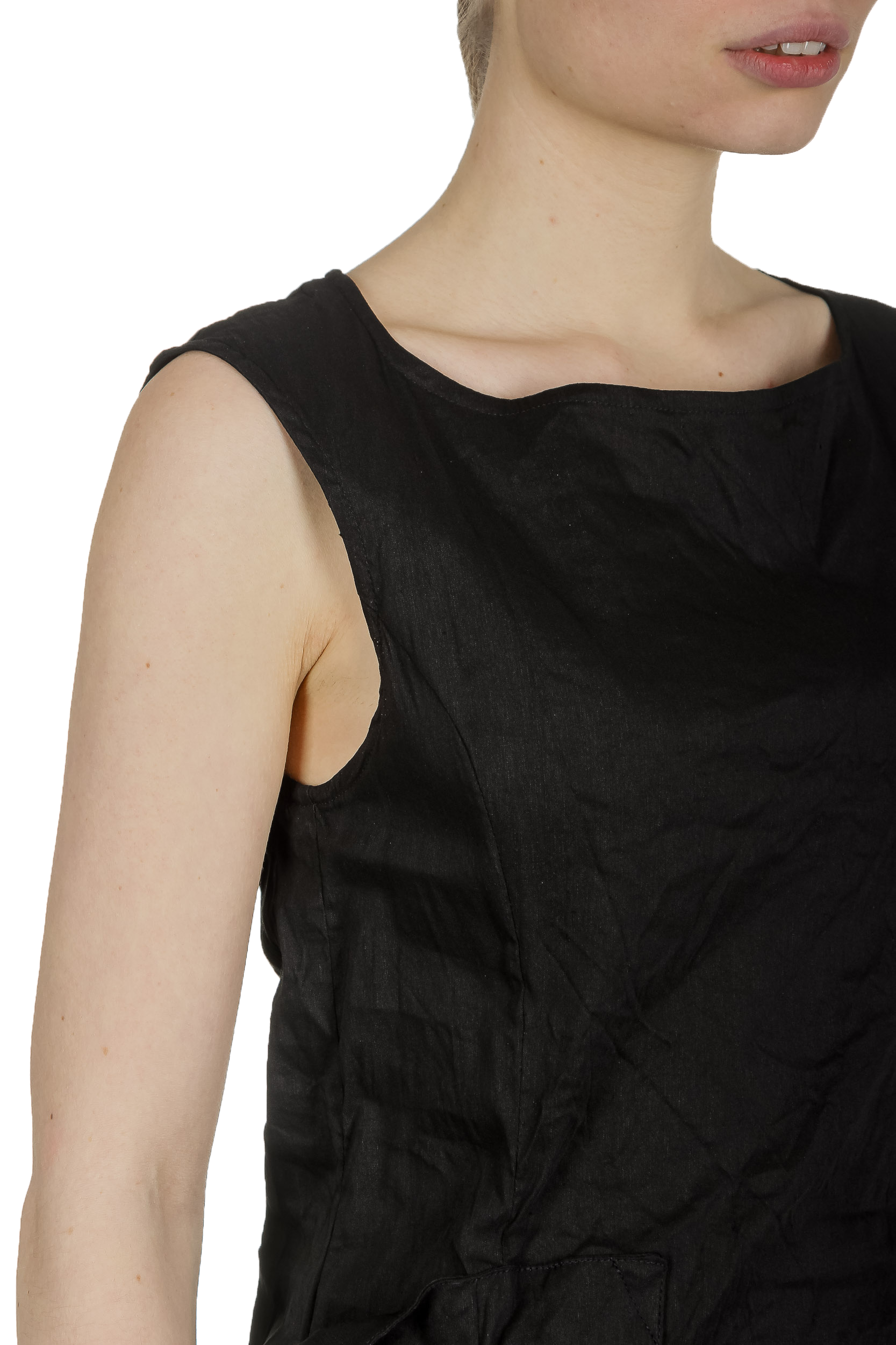 Rundholz Damen Kleid in Midi-Länge schwarz