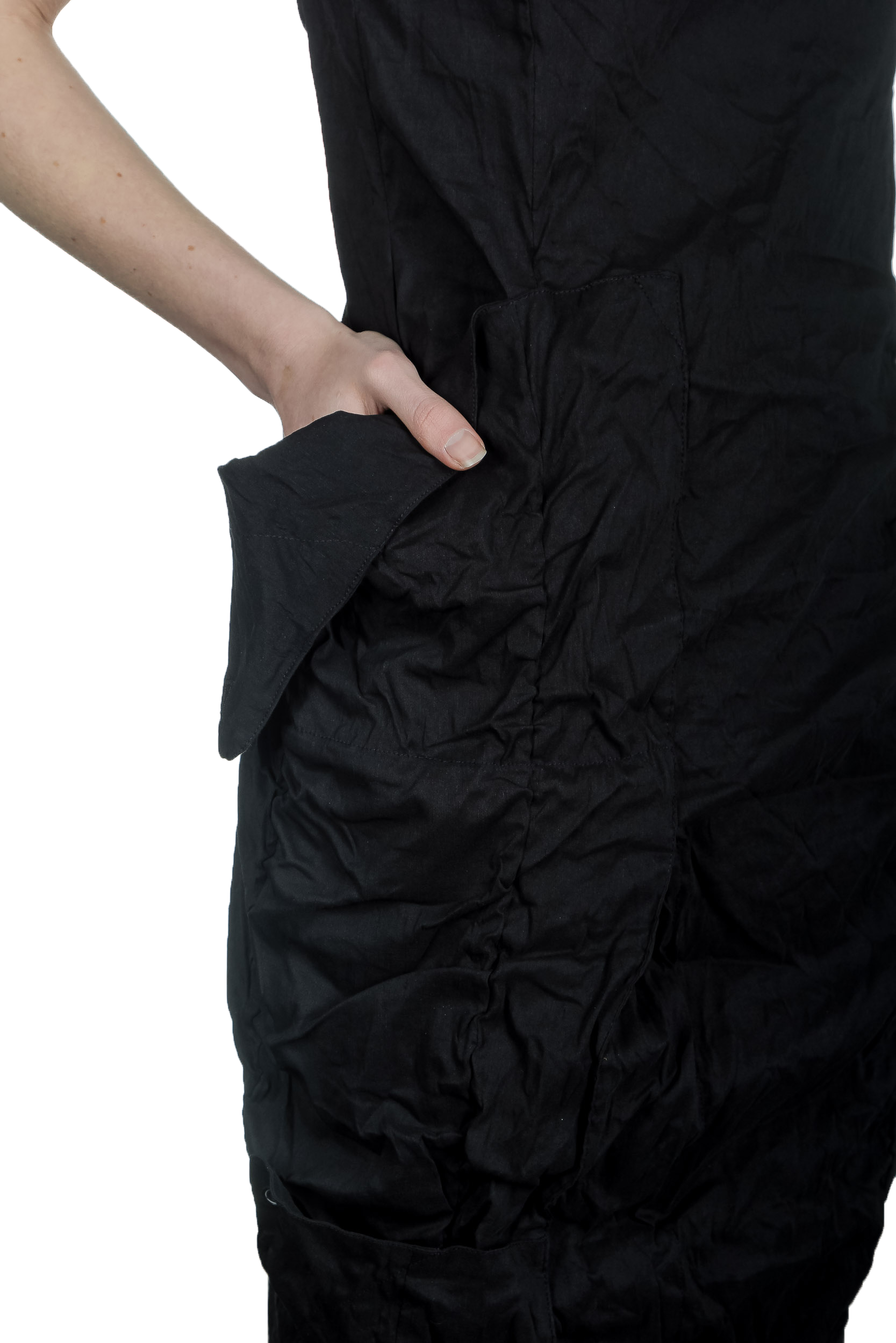 Rundholz Damen Kleid in Midi-Länge schwarz