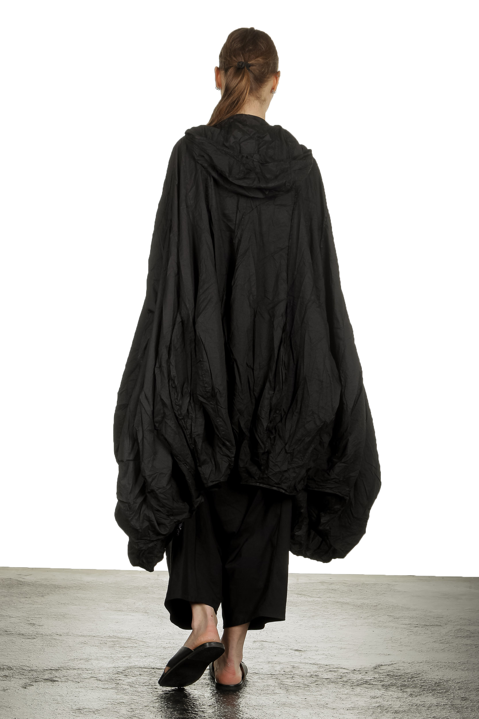 Rundholz Dip Damen Oversized Regencape schwarz