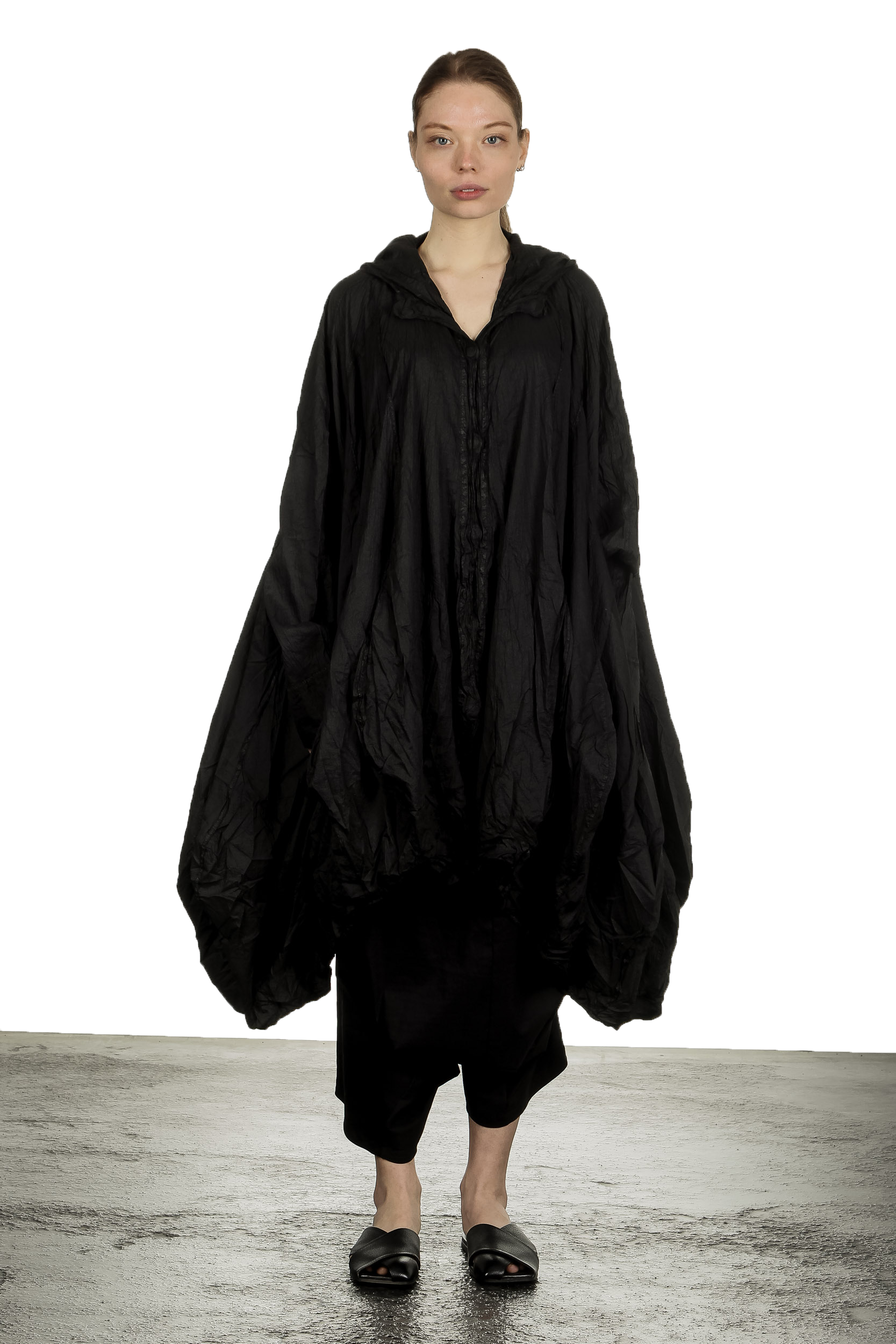 Rundholz Dip Damen Oversized Regencape schwarz