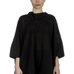Rundholz Dip Damen Bluse in A-Linie mit drapiertem Kragen schwarz