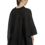 Rundholz Dip Damen Bluse in A-Linie mit drapiertem Kragen schwarz