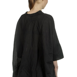Rundholz Dip Damen Bluse in A-Linie mit drapiertem Kragen schwarz