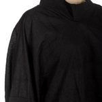 Rundholz Dip Damen Bluse in A-Linie mit drapiertem Kragen schwarz