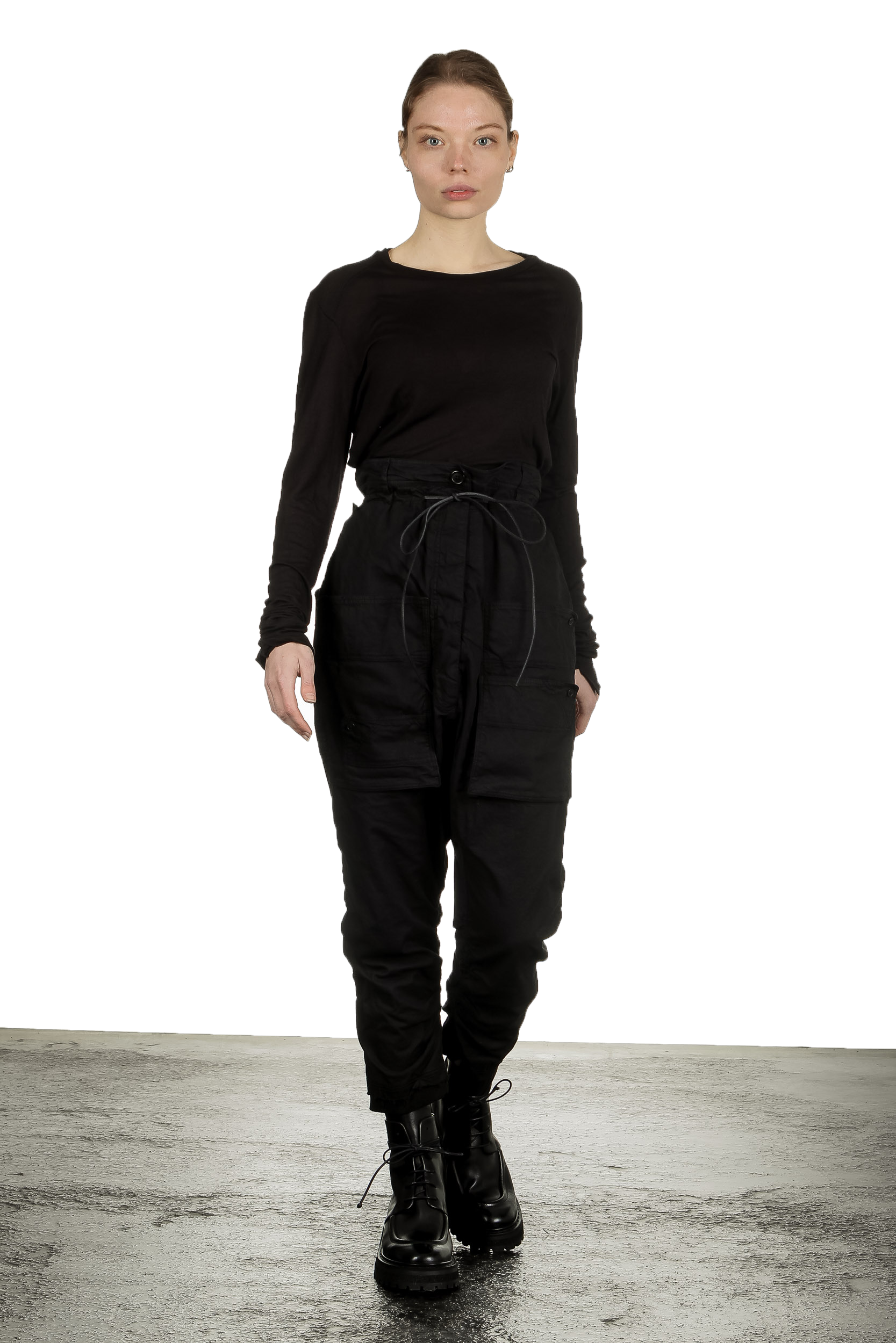 Rundholz Dip Damen 7/8 Sarouelhose mit hohem Bund schwarz