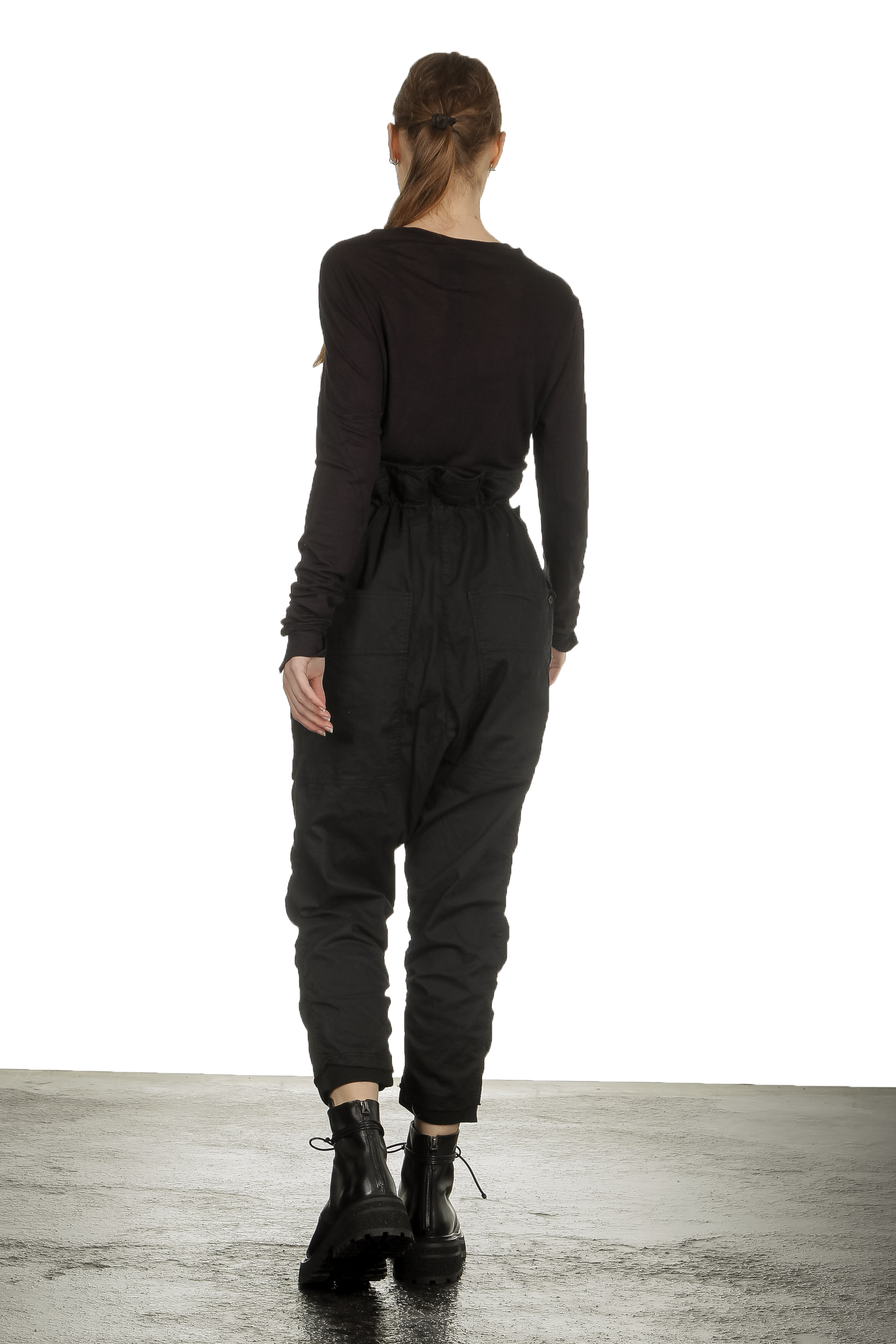 Rundholz Dip Damen 7/8 Sarouelhose mit hohem Bund schwarz