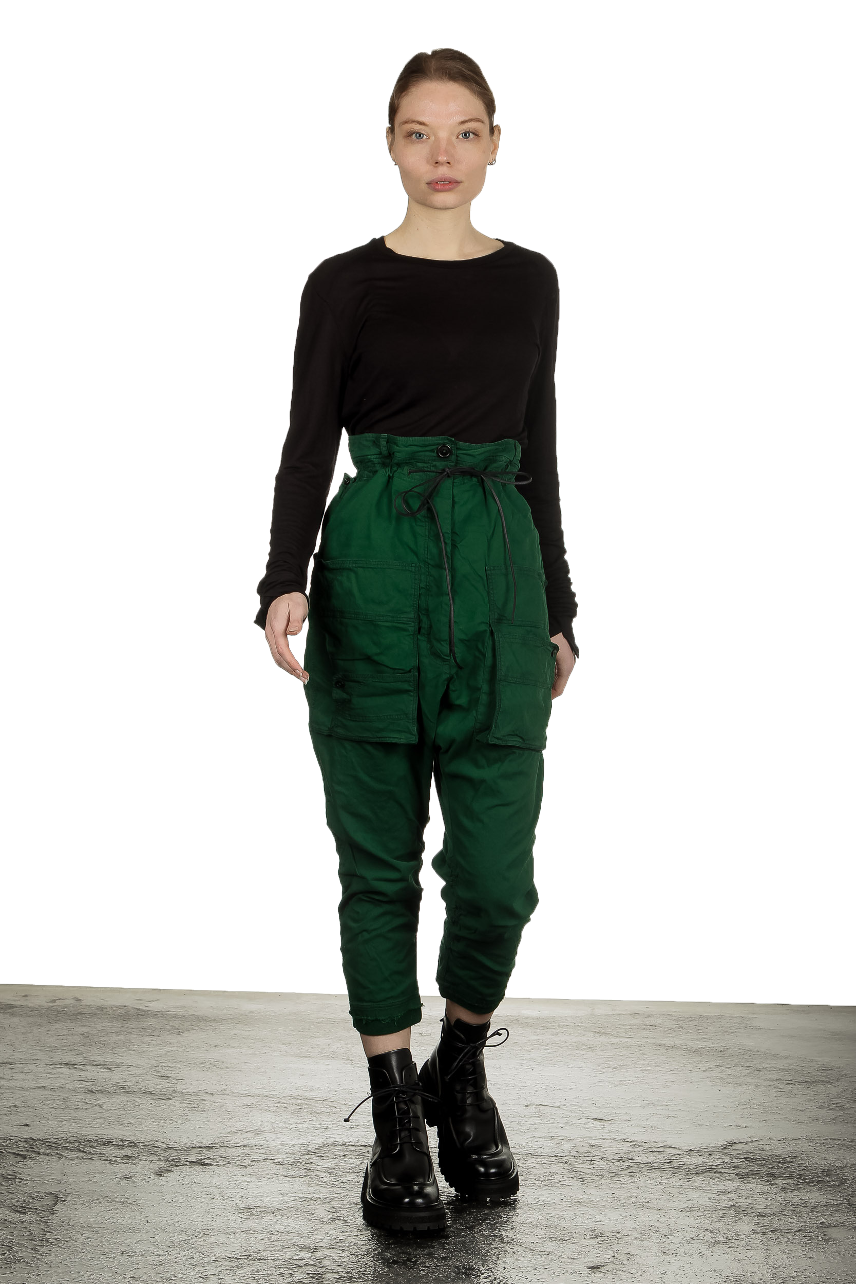 Rundholz Dip Damen 7/8 Sarouelhose mit hohem Bund grün