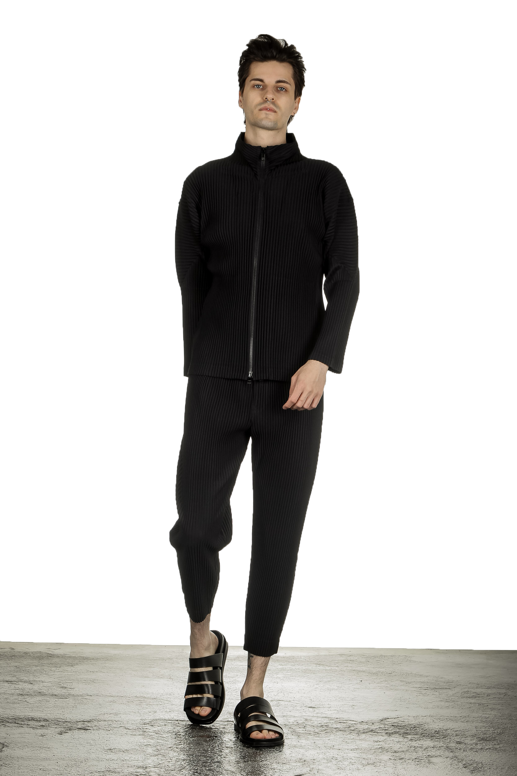 Homme Plissé Issey Miyake Herren Hose schwarz