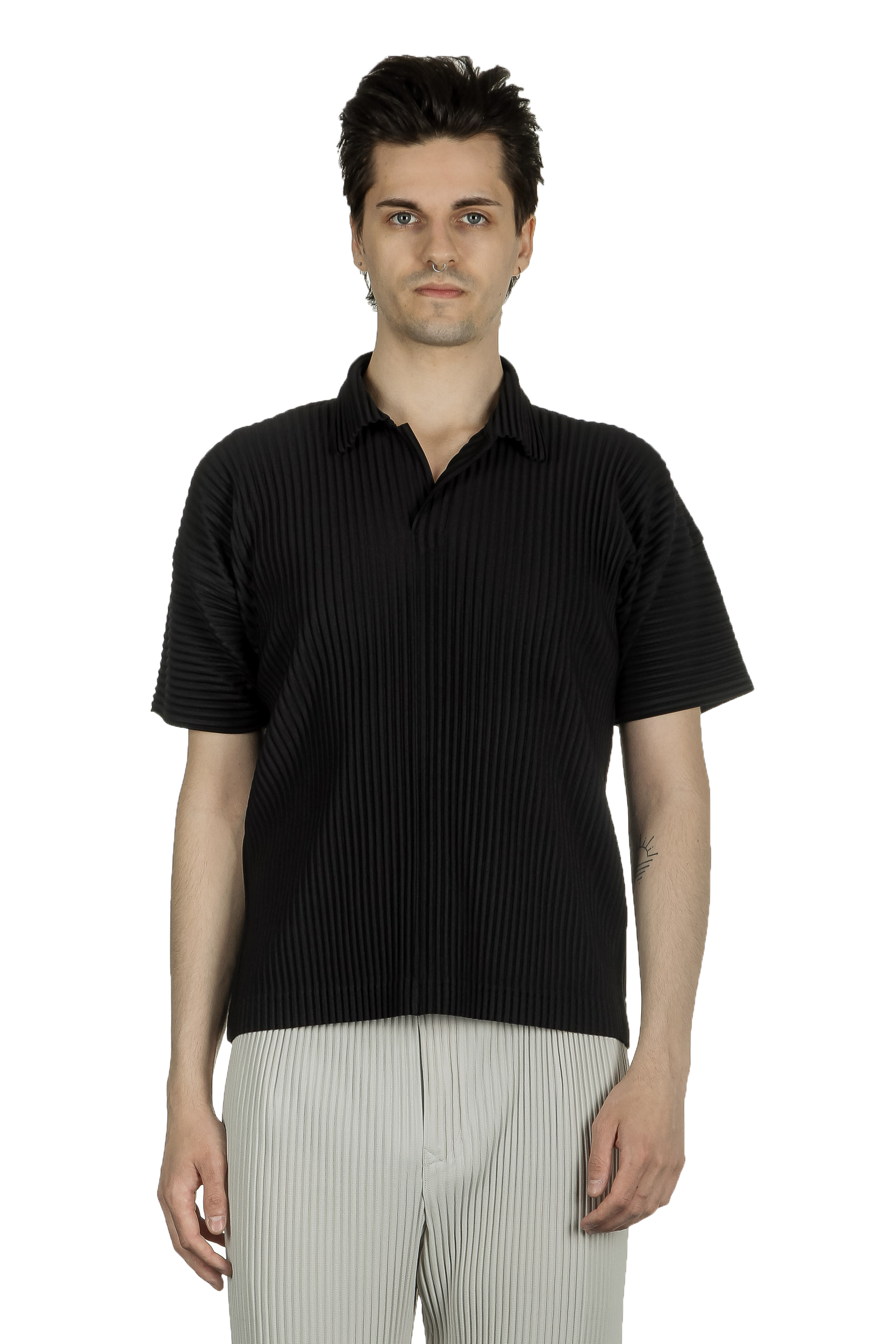 Homme Plissé Issey Miyake Herren Poloshirt schwarz