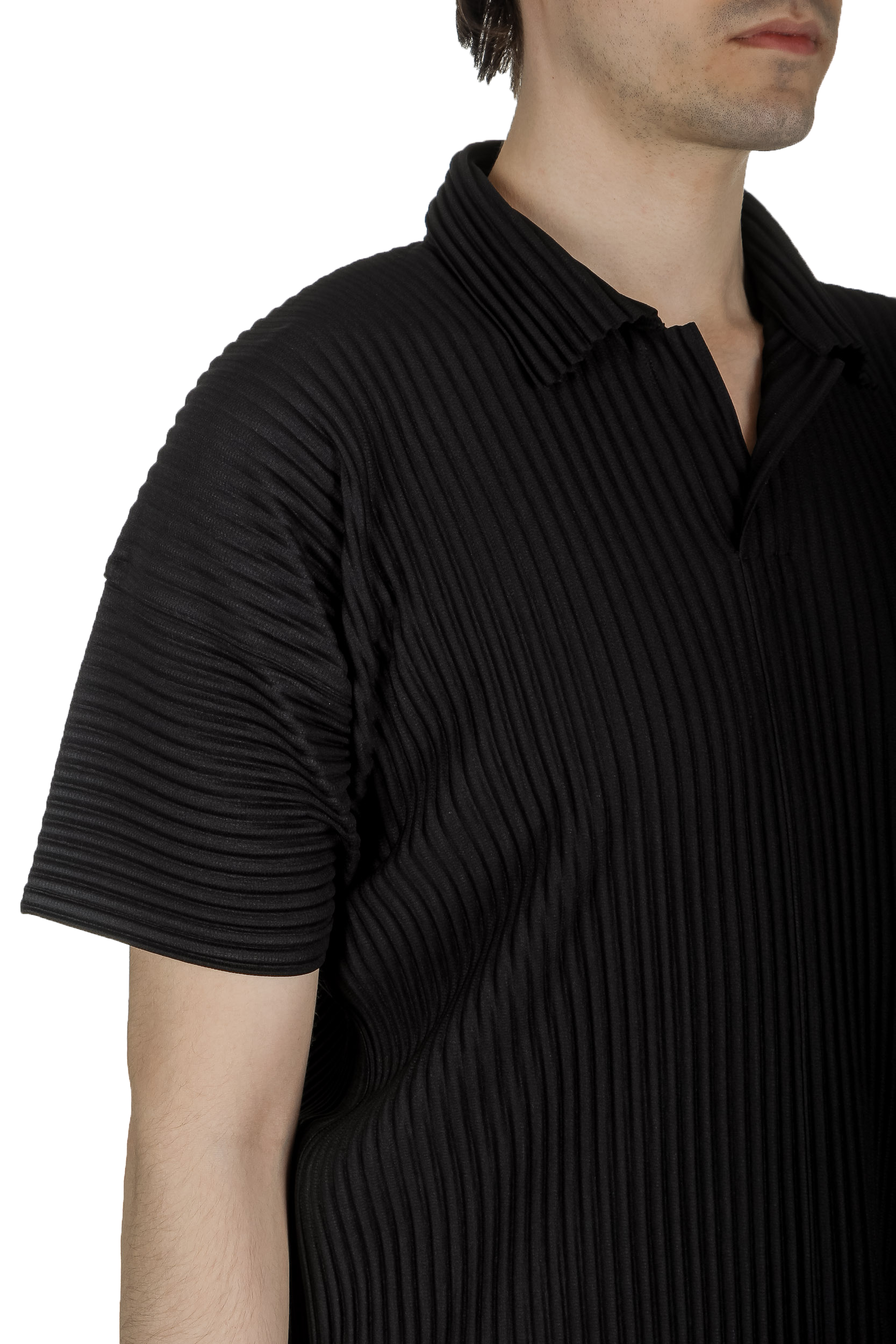 Homme Plissé Issey Miyake Herren Poloshirt schwarz