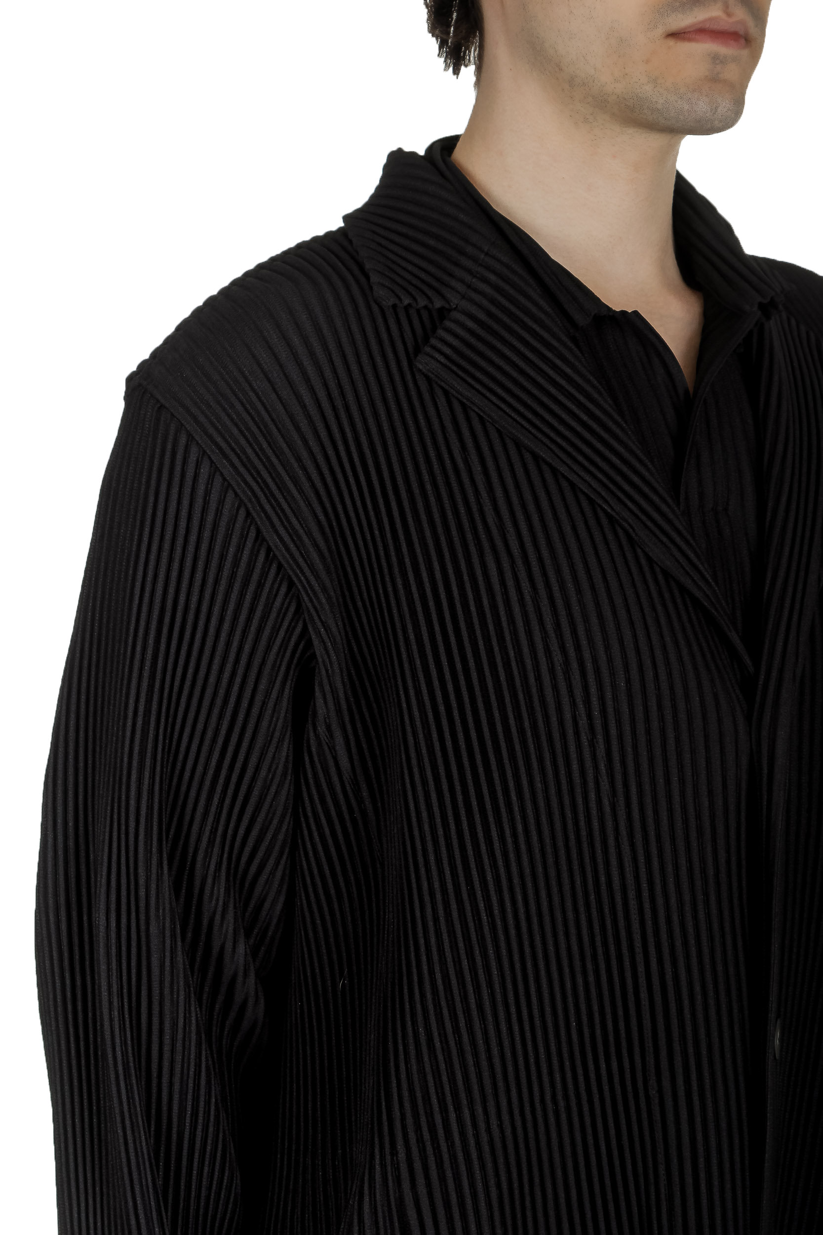 Homme Plissé Issey Miyake Herren Mantel schwarz