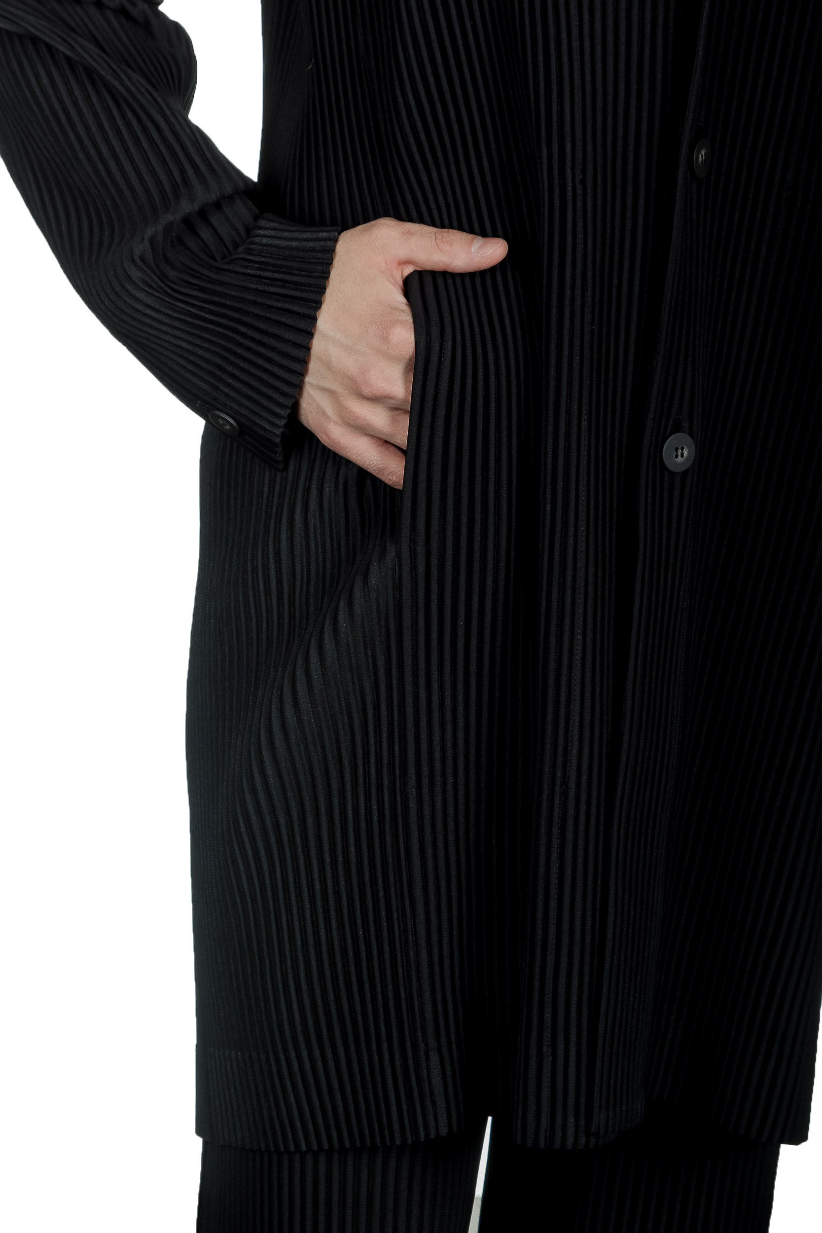 Homme Plissé Issey Miyake Herren Mantel schwarz