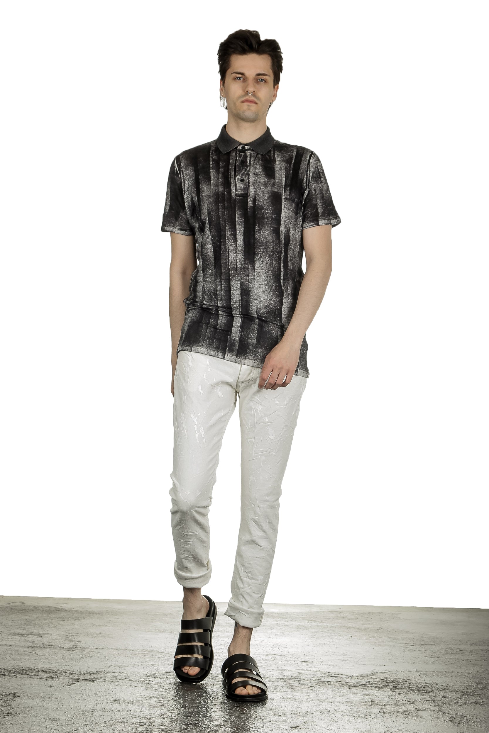 AVANT TOI Herren Poloshirt mit abstraktem Print anthrazit