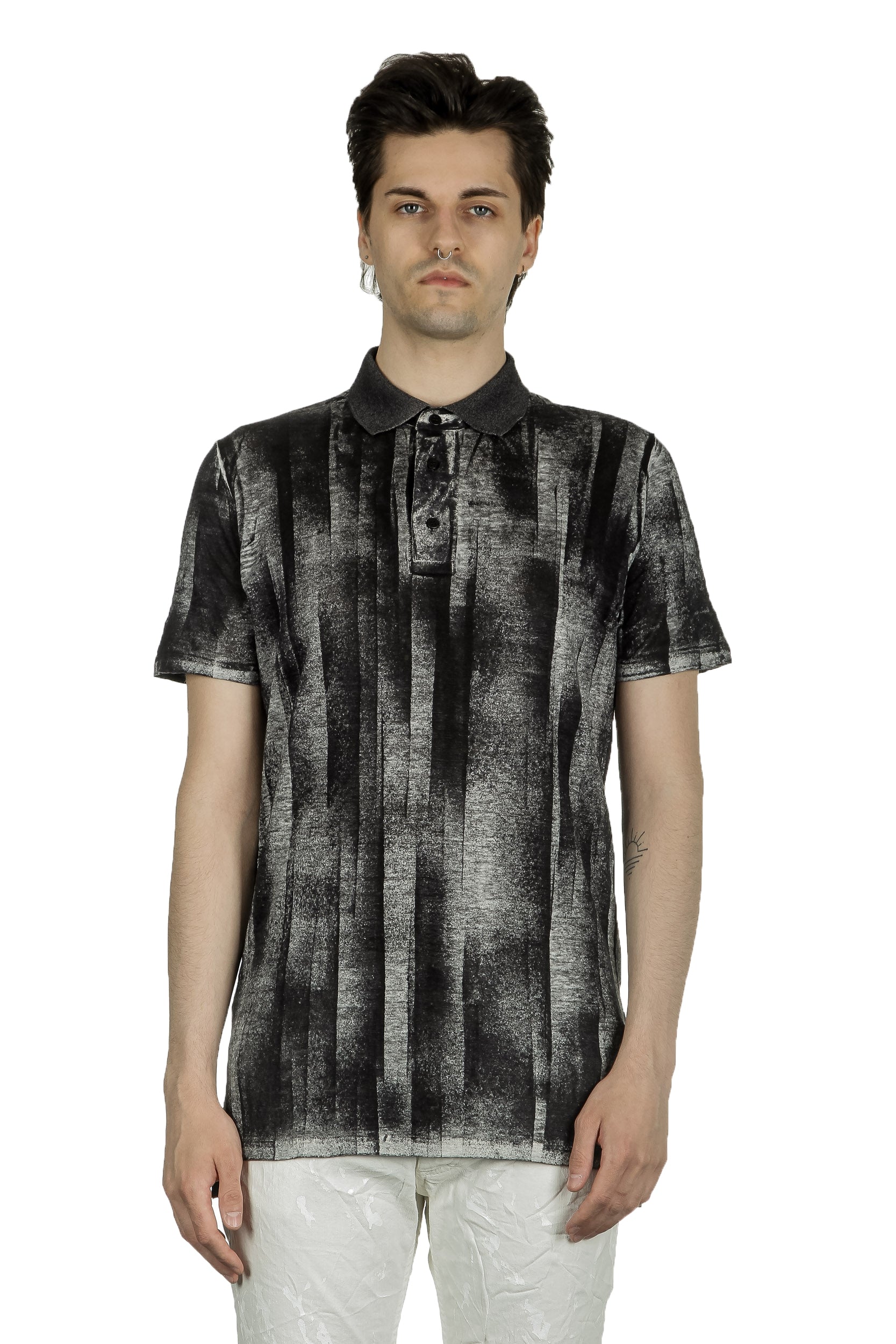 AVANT TOI Herren Poloshirt mit abstraktem Print anthrazit