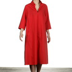 Katharina Hovman Damen Kleid in A-Linie mit Umlegekragen rot